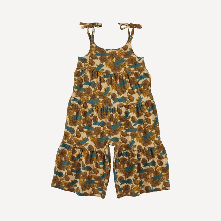 spaghetti tie prairie gaucho jumpsuit | dragonfly garden | bamboo