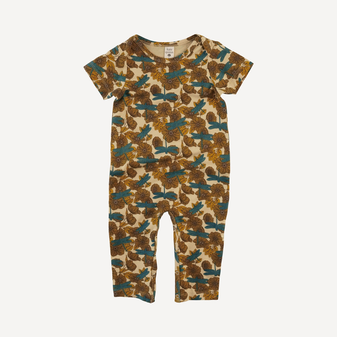 short sleeve lap neck jumpsuit | dragonfly garden | bamboo