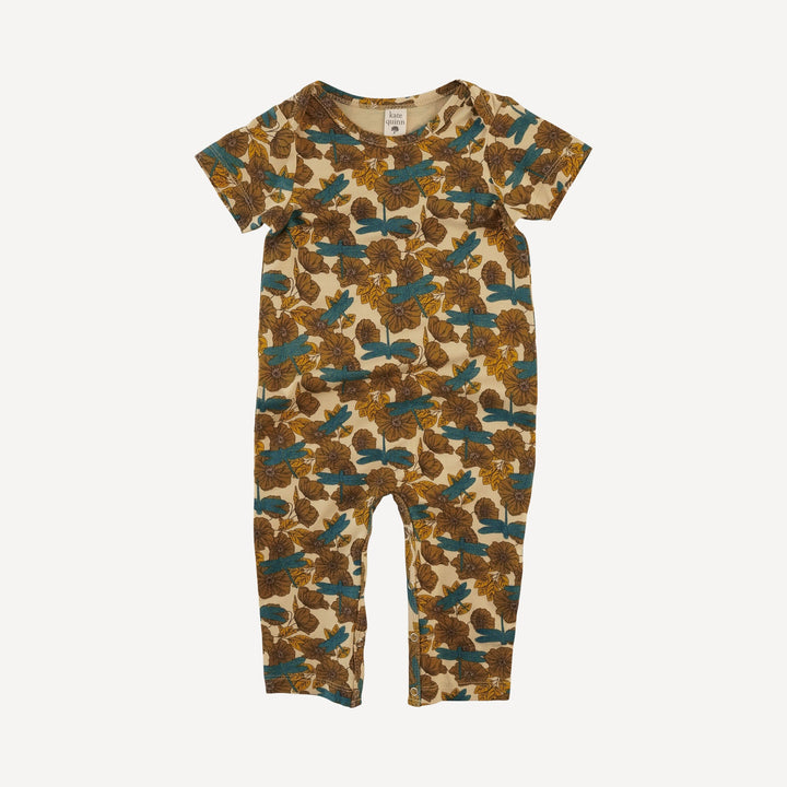 short sleeve lap neck jumpsuit | dragonfly garden | bamboo