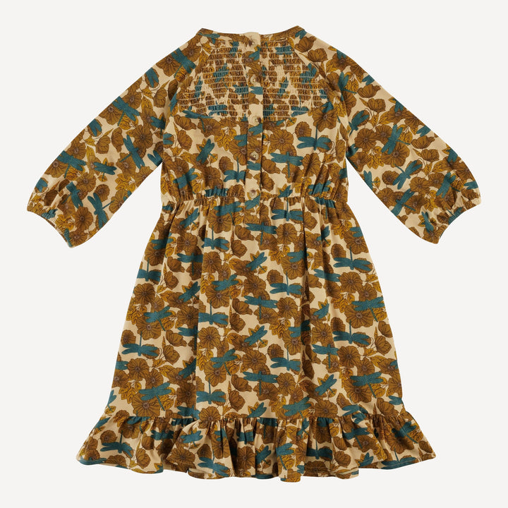 long sleeve smocked dress | dragonfly garden | bamboo
