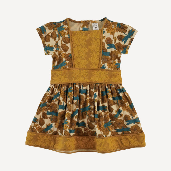 short puff sleeve piped square neck dress | dragonfly garden | bamboo