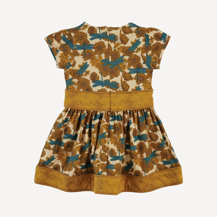 short puff sleeve piped square neck dress | dragonfly garden | bamboo