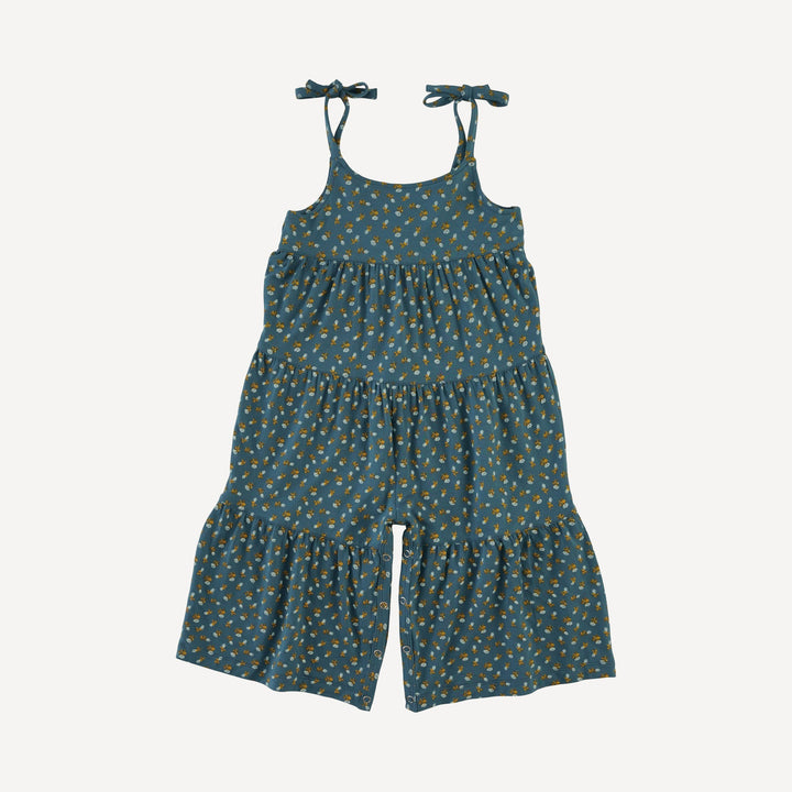 spaghetti tie prairie gaucho jumpsuit | tiny blue rosebud | bamboo