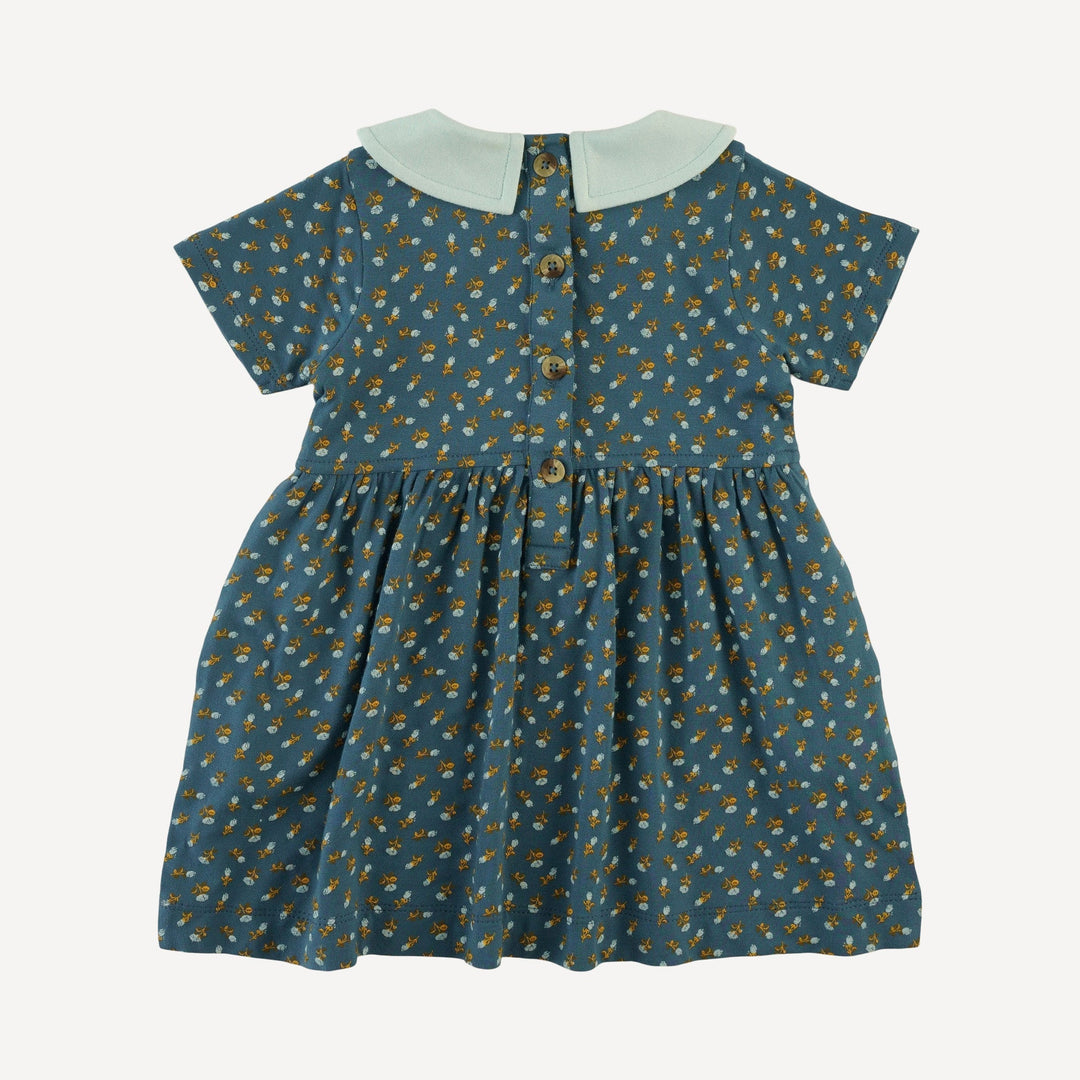 short sleeve peter pan dress | tiny blue rosebud | bamboo