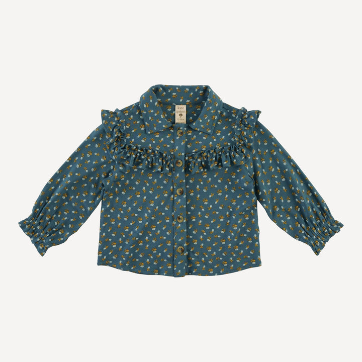long sleeve goldilocks top | tiny blue rosebud | bamboo