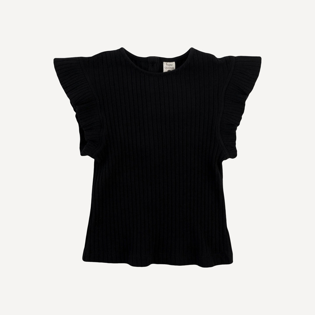 retro flutter tee | black | organic cotton wide rib