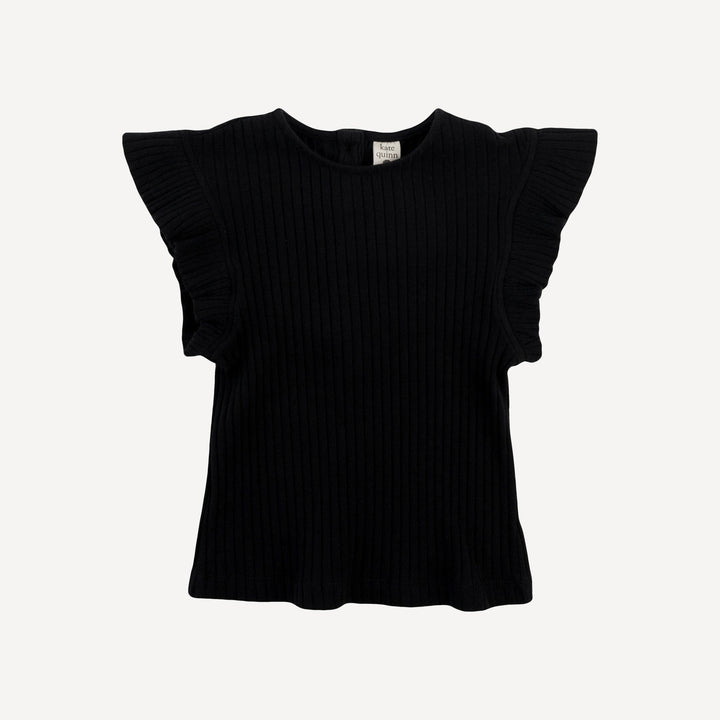 retro flutter tee | black | organic cotton wide rib