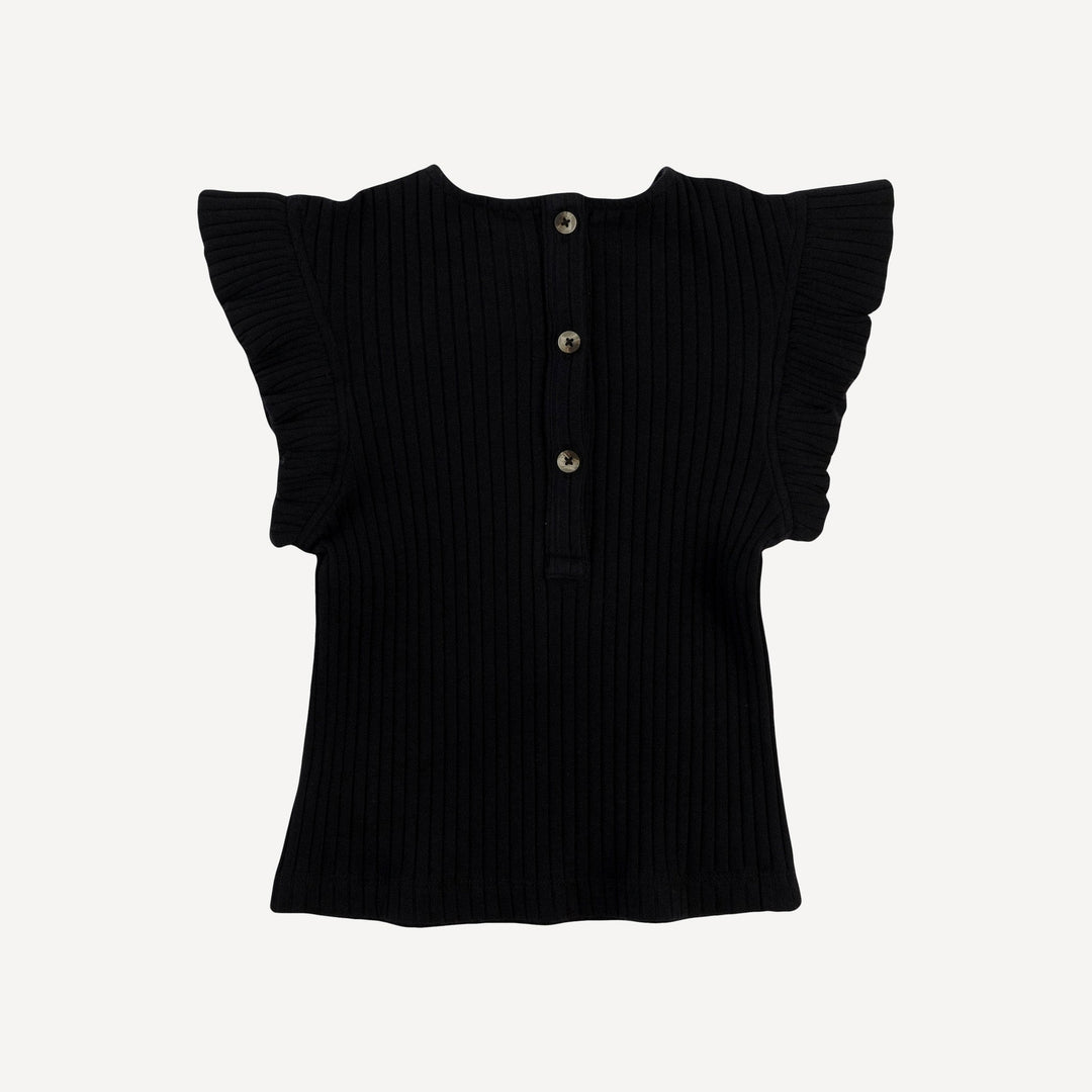 retro flutter tee | black | organic cotton wide rib