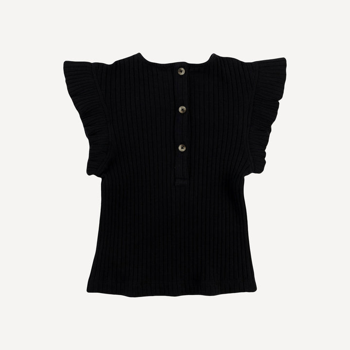 retro flutter tee | black | organic cotton wide rib