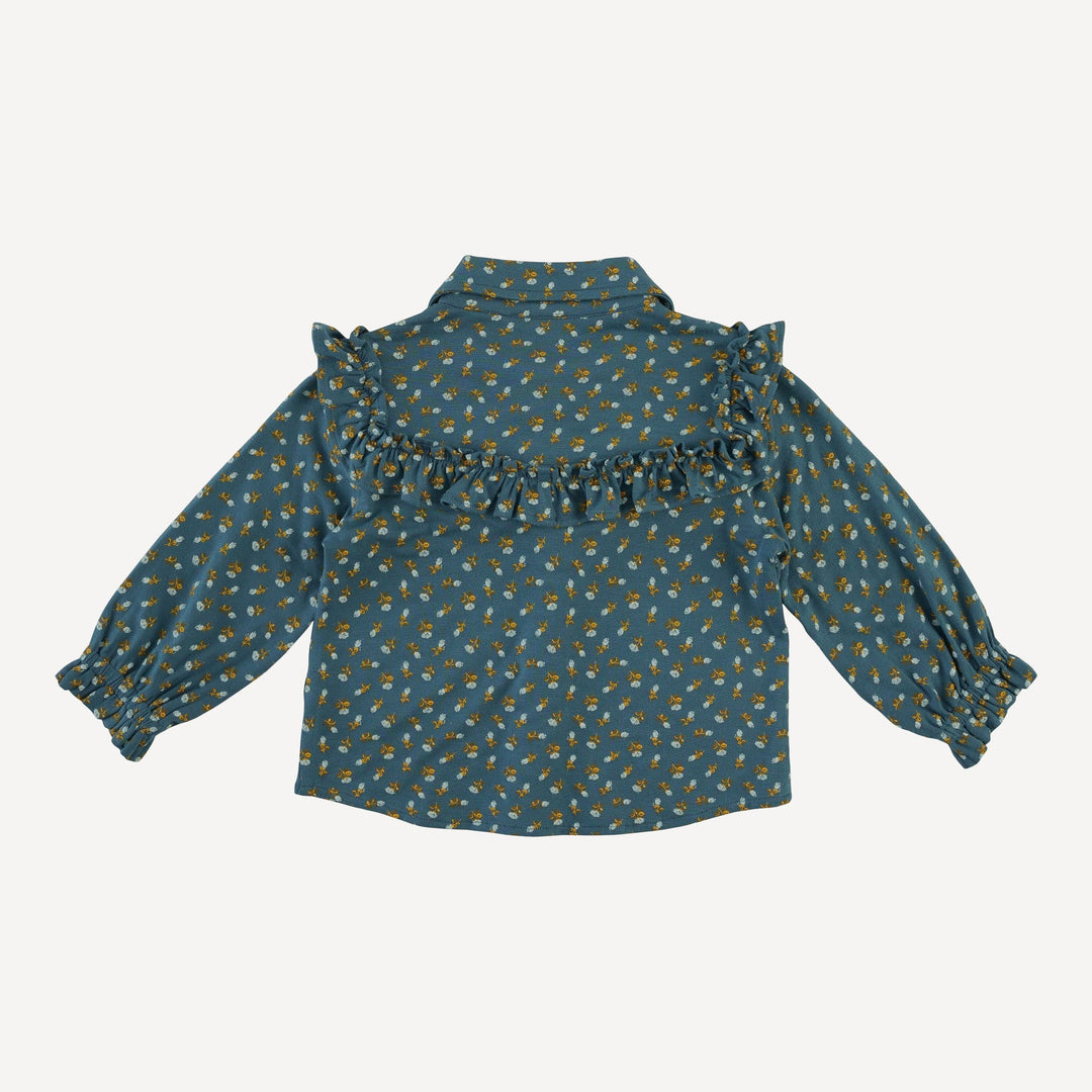 long sleeve goldilocks top | tiny blue rosebud | bamboo