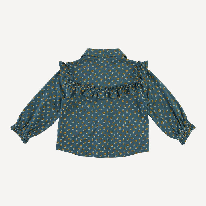 long sleeve goldilocks top | tiny blue rosebud | bamboo