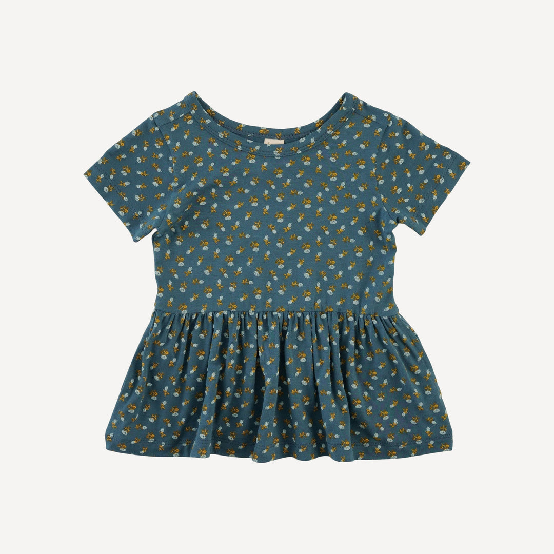 short sleeve hazel twirl top | tiny blue rosebud | bamboo