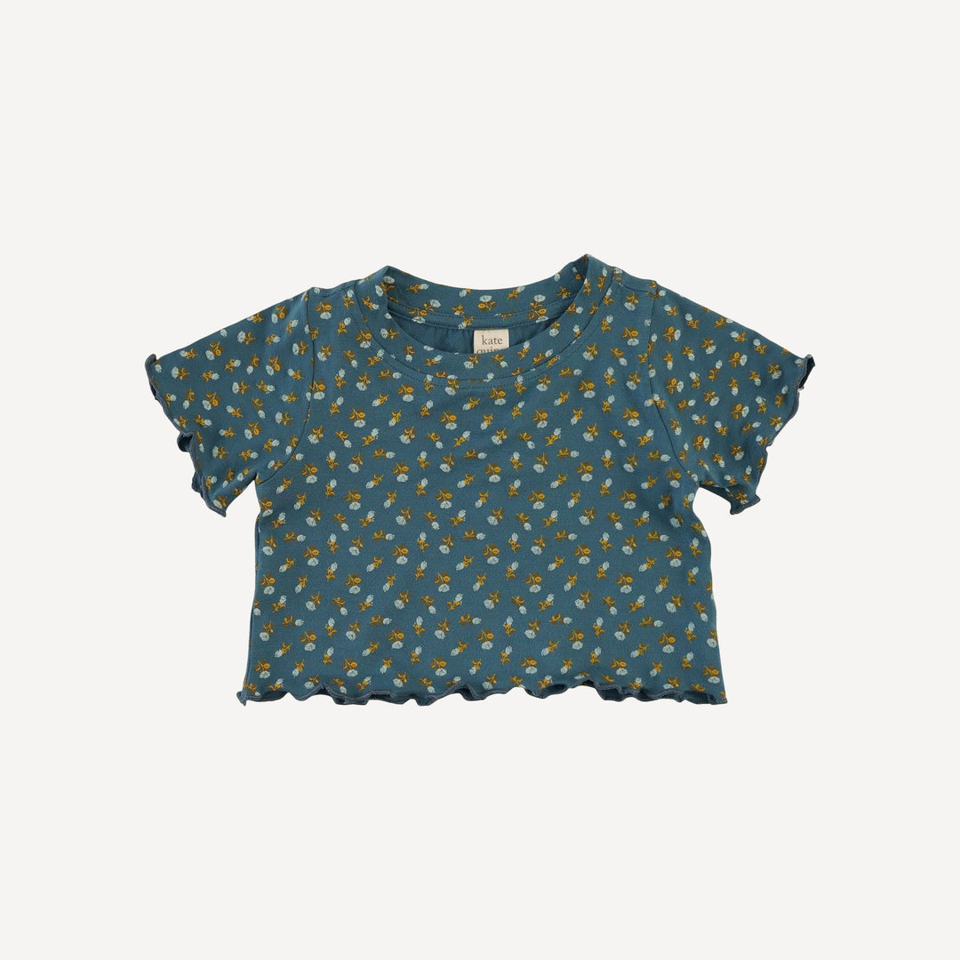 short sleeve jade set | tiny blue rosebud | bamboo
