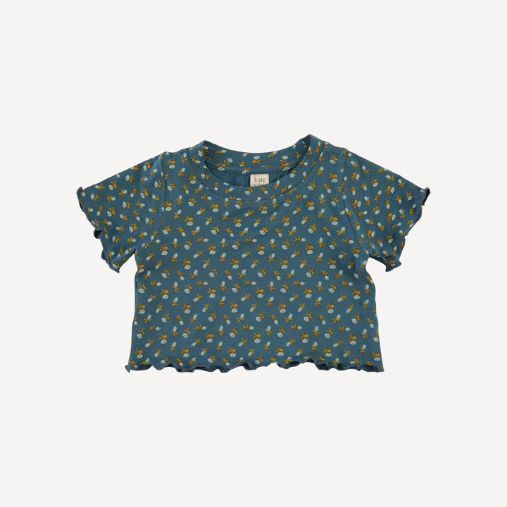 short sleeve jade set | tiny blue rosebud | bamboo