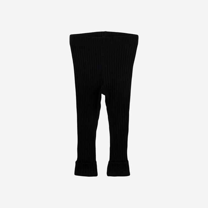 classic cuffed legging | black | organic cotton wide rib
