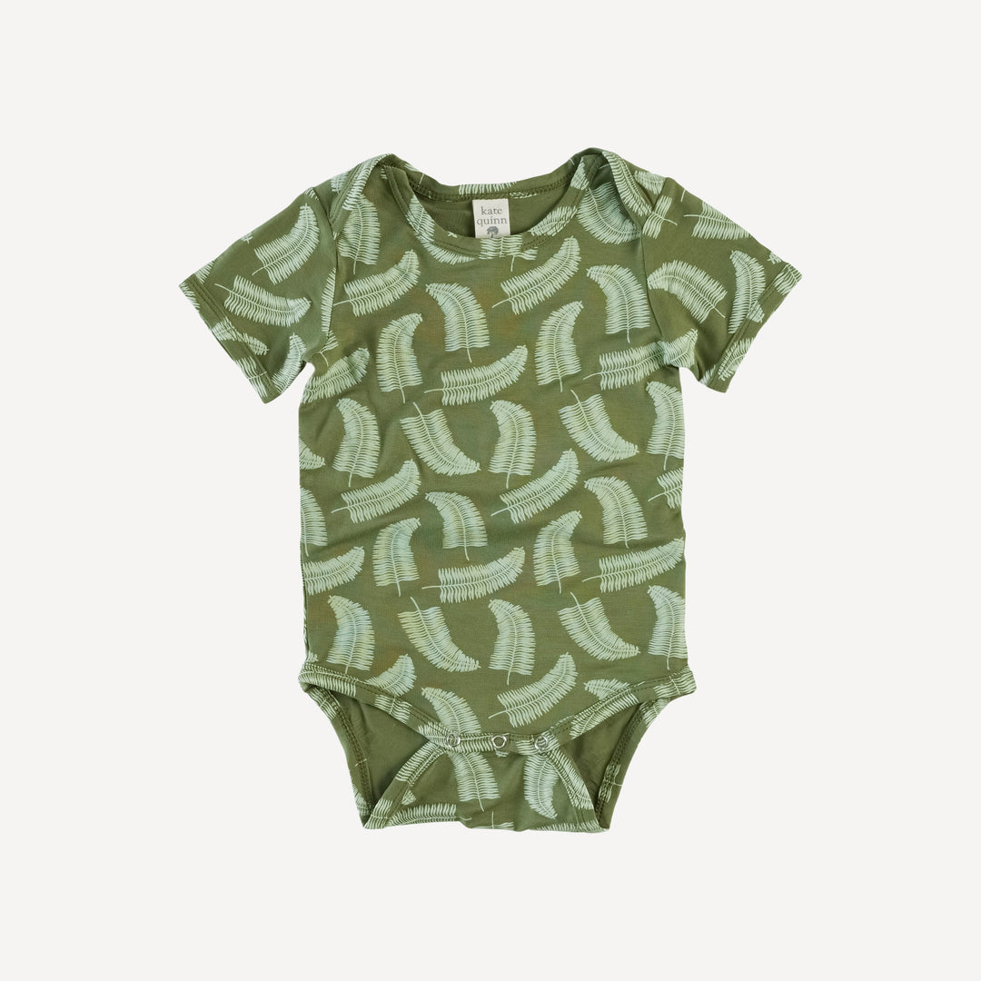 short sleeve lap neck bodysuit | forest fern | bamboo