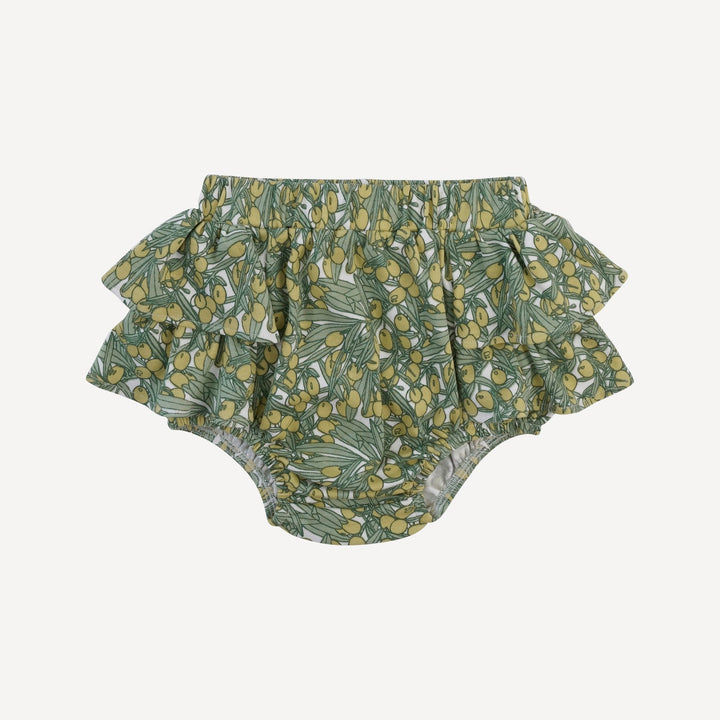 double ruffle bloomer | green olive | organic cotton interlock