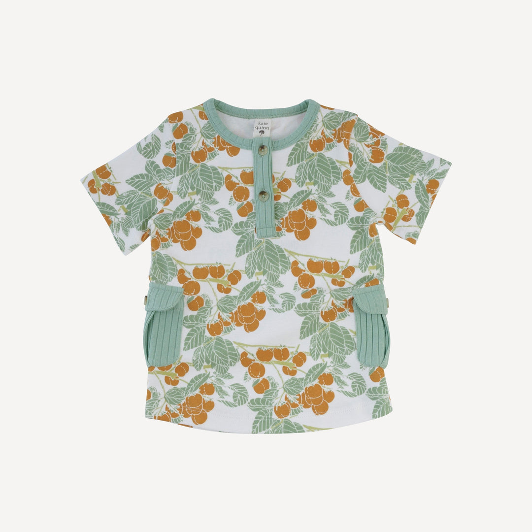 short sleeve cargo pocket tee + relaxed jogger set | persimmon | organic cotton interlock
