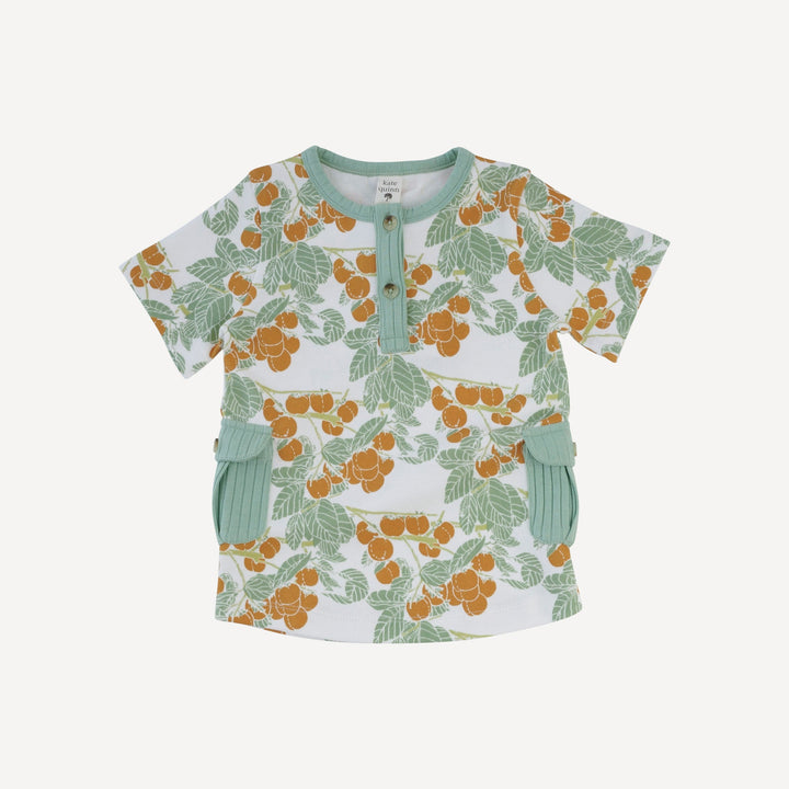 short sleeve cargo pocket tee + relaxed jogger set | persimmon | organic cotton interlock