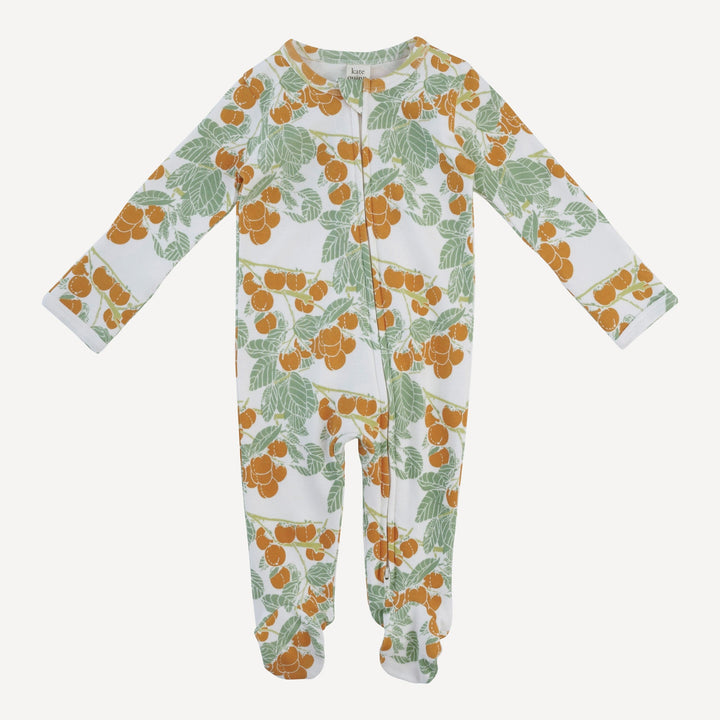 long sleeve two way zipper footie | persimmon | organic cotton interlock