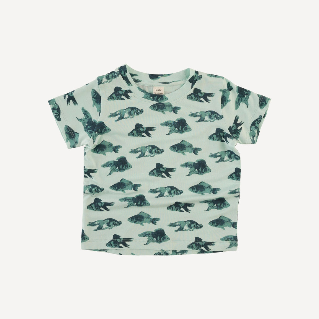 short sleeve boxy tee | blue goldfish | bamboo