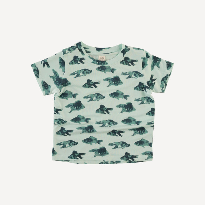 short sleeve boxy tee | blue goldfish | bamboo
