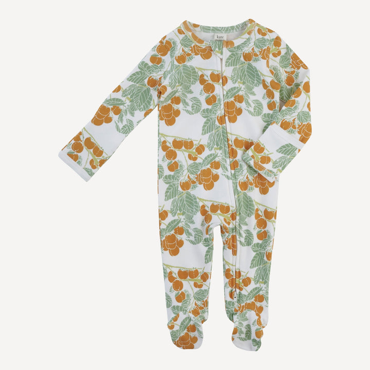 long sleeve two way zipper footie | persimmon | organic cotton interlock