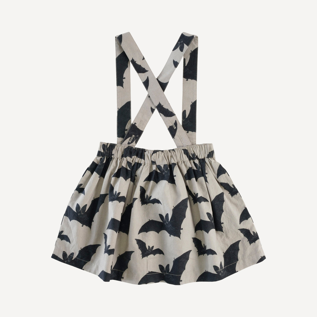 suspender skirt | bats | organic cotton mid-weight woven