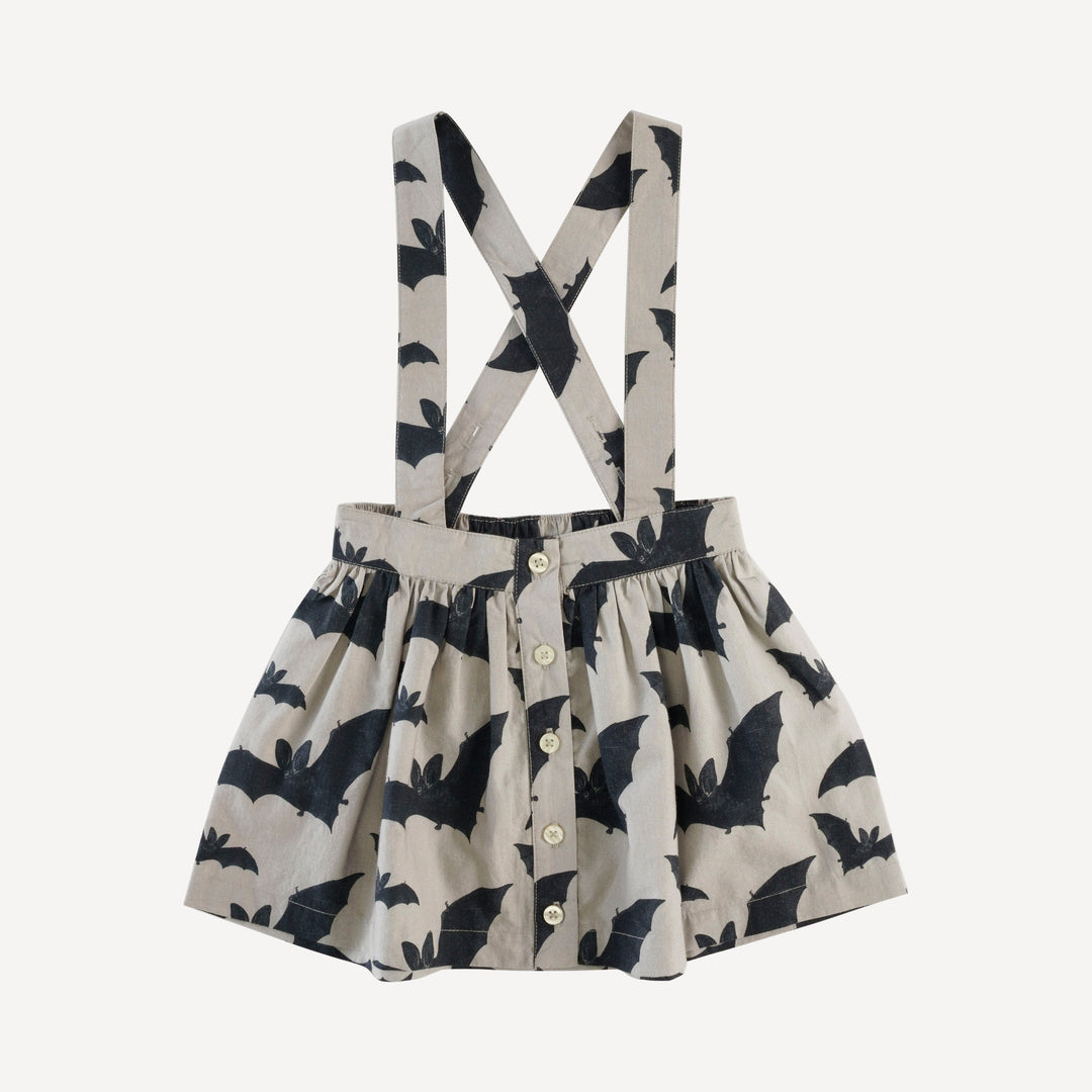 suspender skirt | bats | organic cotton mid-weight woven