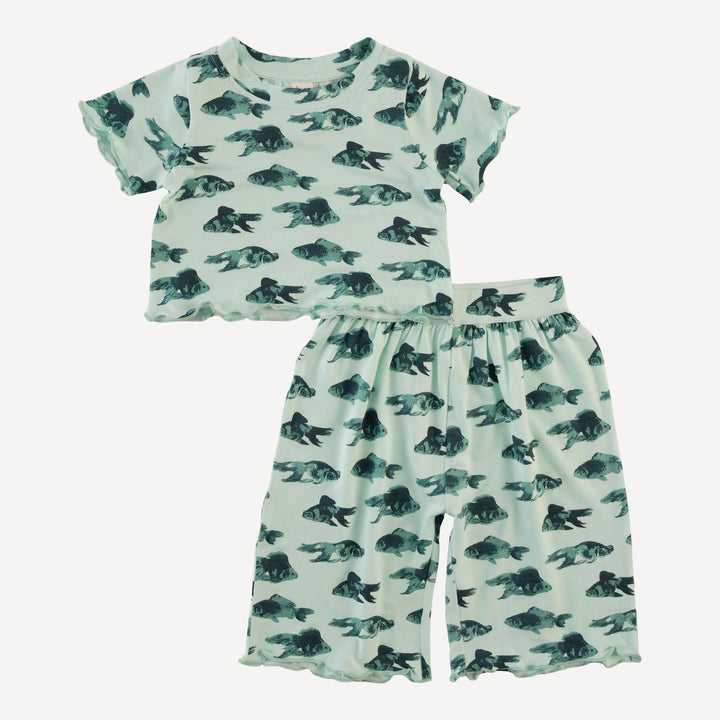 short sleeve jade set | blue goldfish | bamboo