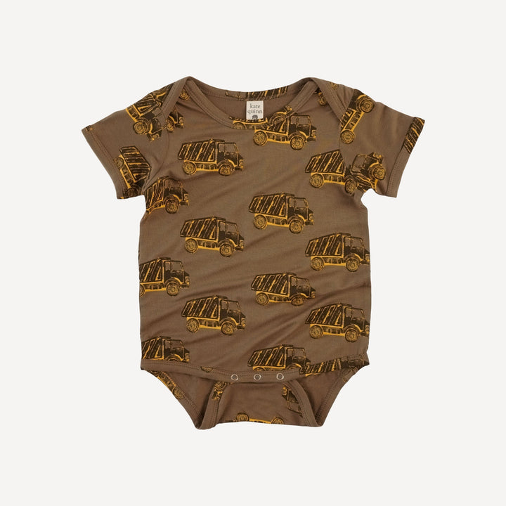 short sleeve lap neck bodysuit | teak dumptruck | bamboo