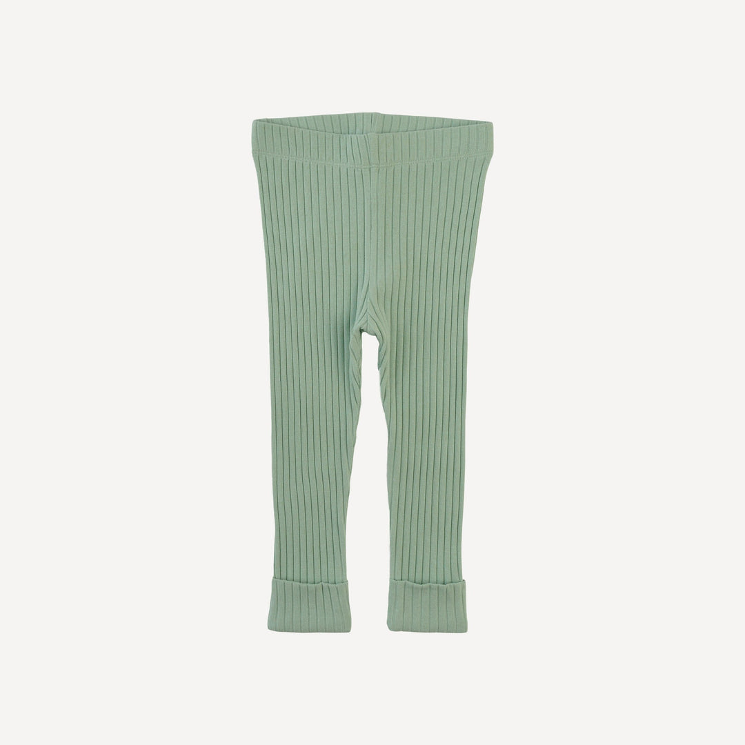 classic cuffed legging | smoke green | organic cotton wide rib