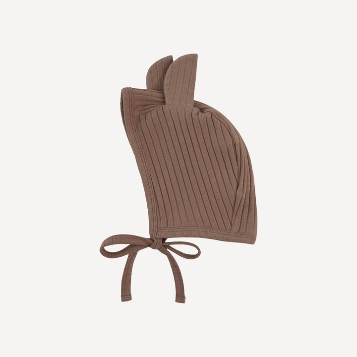 bear hat | chocolate | organic cotton wide rib