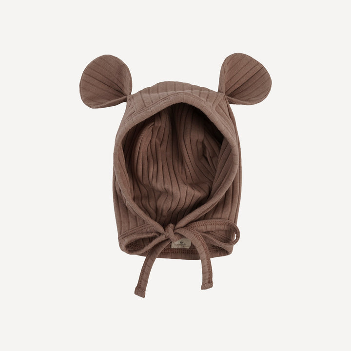 bear hat | chocolate | organic cotton wide rib
