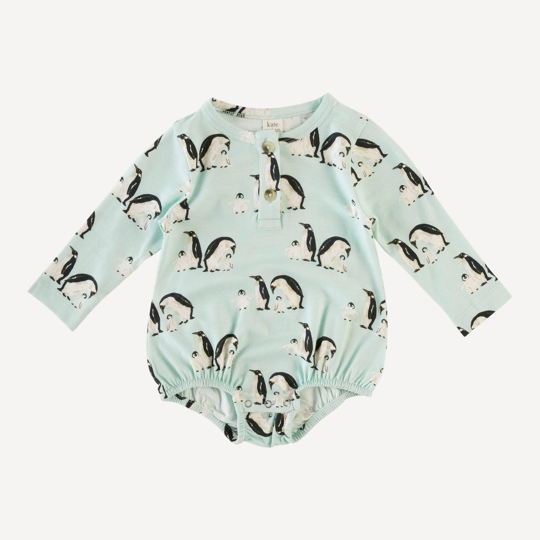 long sleeve henley bubble | penguin family | bamboo