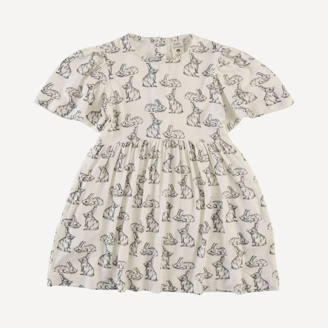 bell sleeve dress | sketched bunnies | bamboo