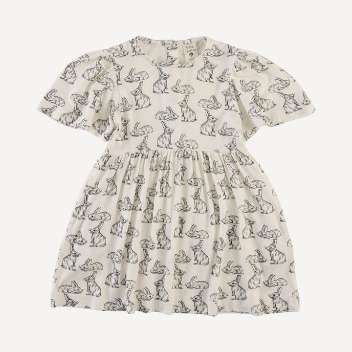 bell sleeve dress | sketched bunnies | bamboo