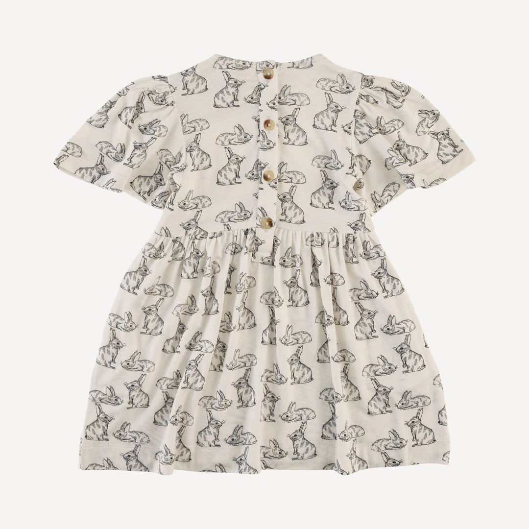 bell sleeve dress | sketched bunnies | bamboo