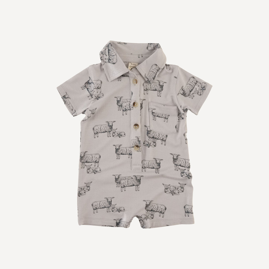 short sleeve vintage collar shortie | sheep + lamb | bamboo