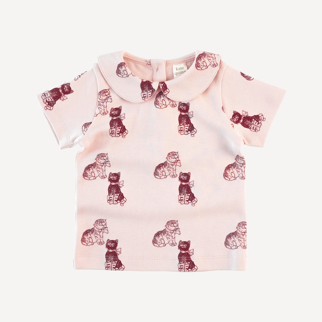 short sleeve peter pan tee | vintage kitty | organic cotton interlock