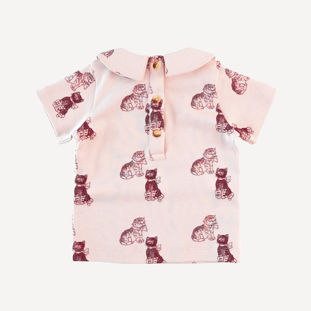 short sleeve peter pan tee | vintage kitty | organic cotton interlock
