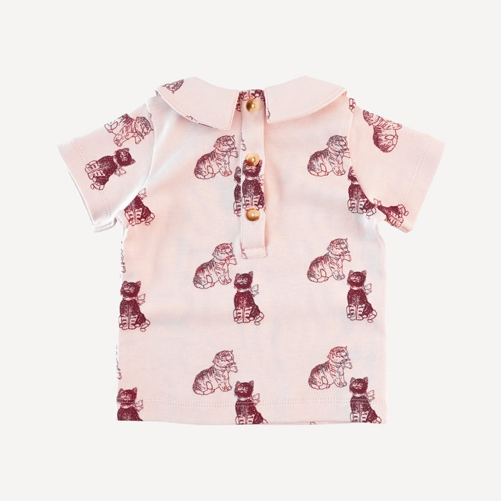 short sleeve peter pan tee | vintage kitty | organic cotton interlock