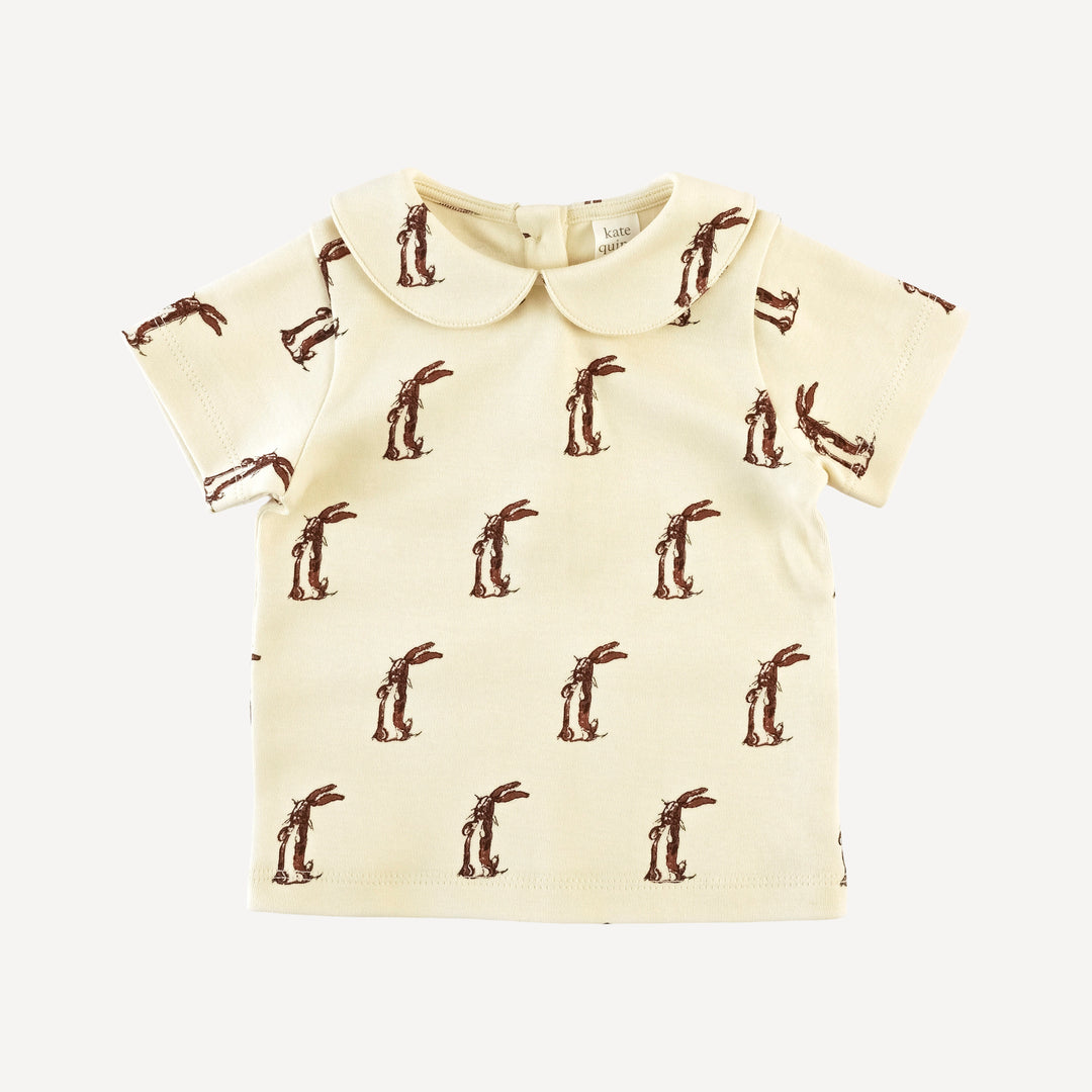 short sleeve peter pan tee | plush rabbit | organic cotton interlock