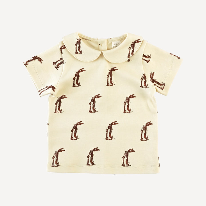 short sleeve peter pan tee | plush rabbit | organic cotton interlock