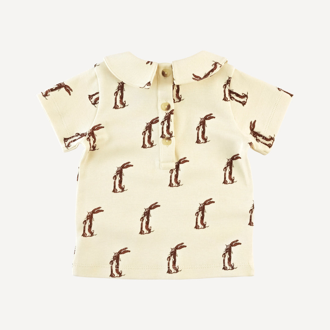 short sleeve peter pan tee | plush rabbit | organic cotton interlock