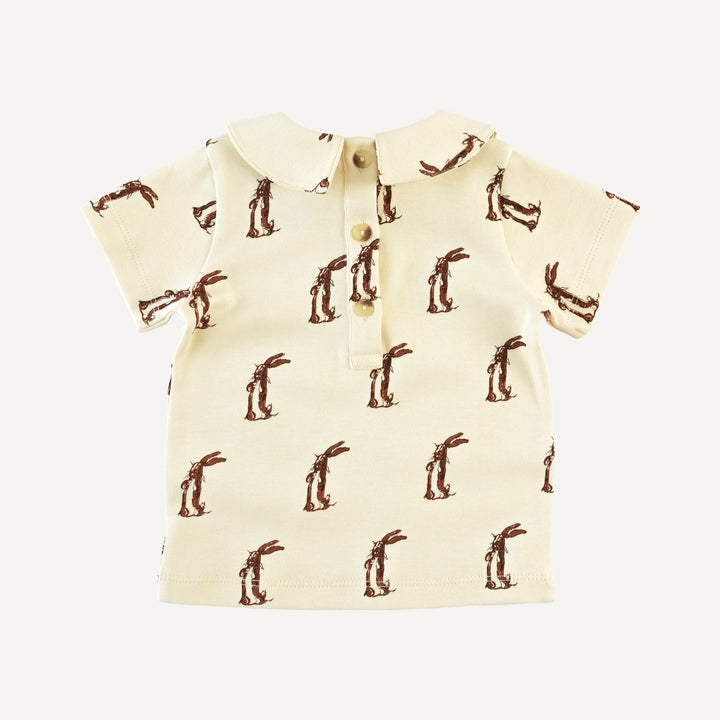 short sleeve peter pan tee | plush rabbit | organic cotton interlock
