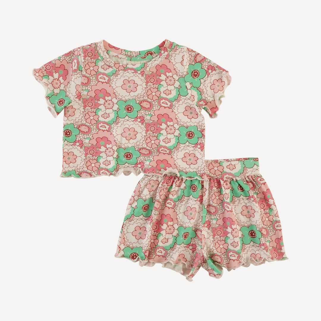 jade short sleeve set | mint pink mid century floral | bamboo