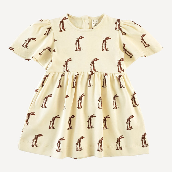 bell sleeve dress | plush rabbit | organic cotton interlock
