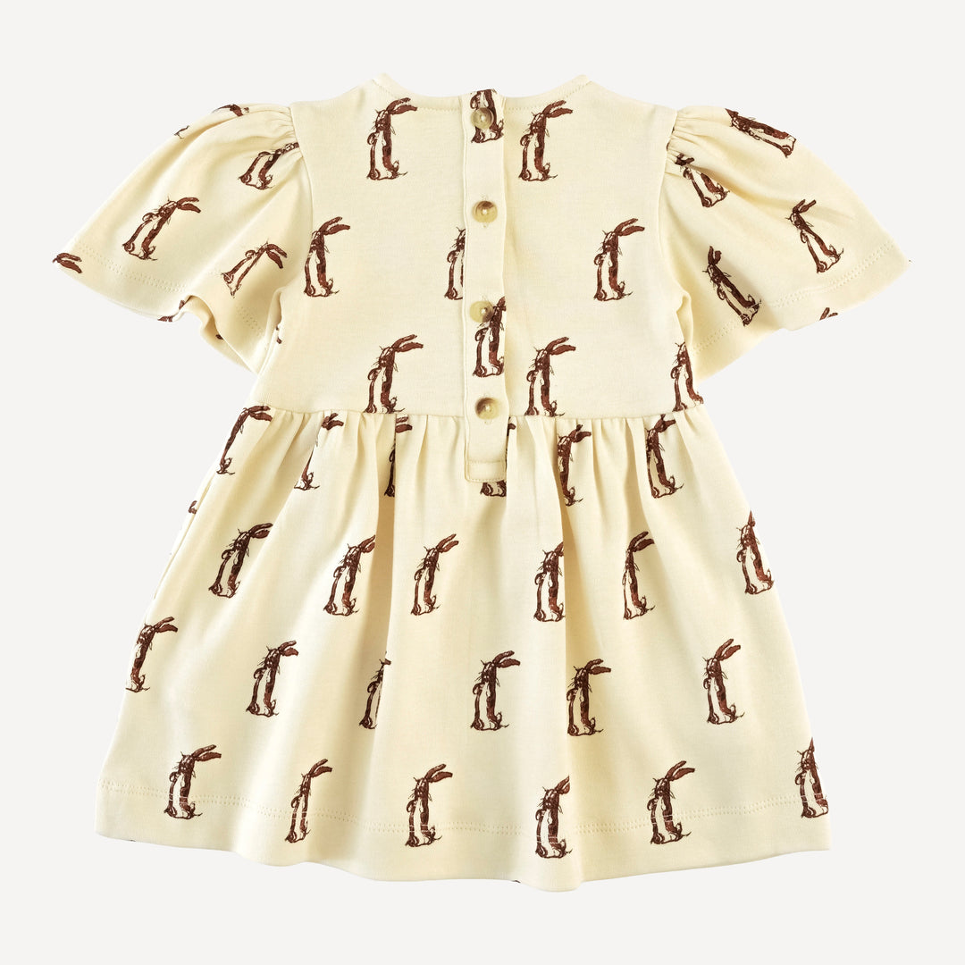 bell sleeve dress | plush rabbit | organic cotton interlock