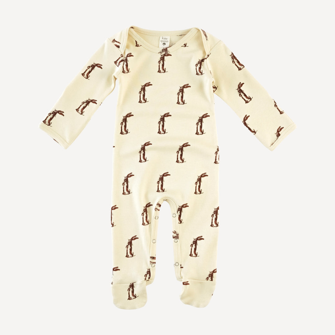 long sleeve lap neck footie | plush rabbit | organic cotton interlock